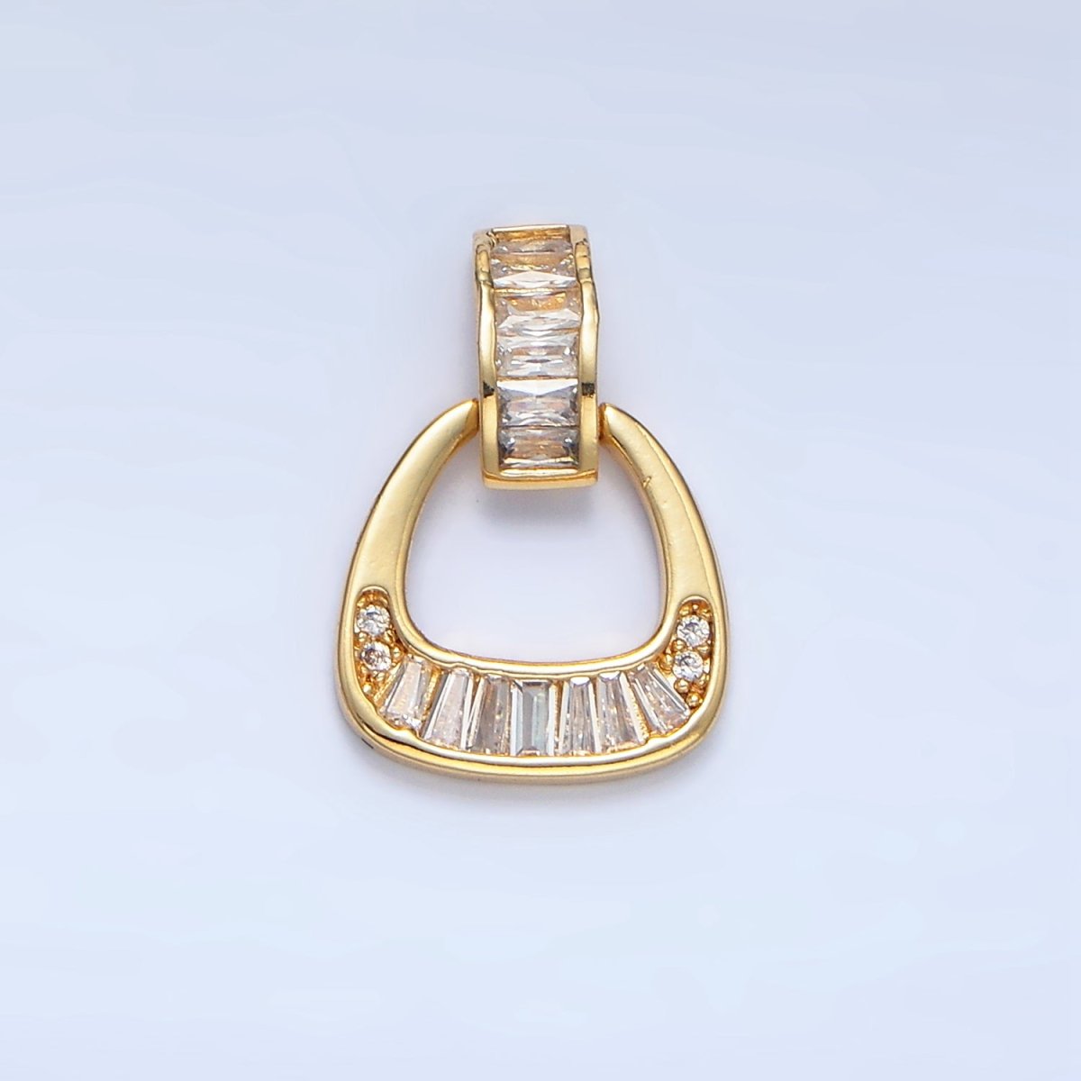 24K Gold plated Clear CZ Baguette Geometric Bail Pendant | AA1008 - DLUXCA