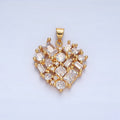 24K Gold plated Clear CZ Baguette Heart Pendant | AA139 - DLUXCA
