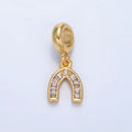 24K Gold plated Clear CZ Baguette Horseshoe Rhondelle Bail Pendant | X913 - DLUXCA