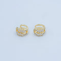 24K Gold plated Clear CZ Baguette Micro Paved Ear Cuff Earrings | AI177 