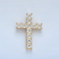 24K Gold plated Clear CZ Baguette Religious Cross Pendant | AA869 - DLUXCA