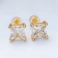 24K Gold plated Clear CZ Baguette Stud Earrings | AB1222 - DLUXCA