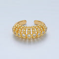 24K Gold plated Clear CZ Beaded Bubble Geometric Ring | O1395 - DLUXCA
