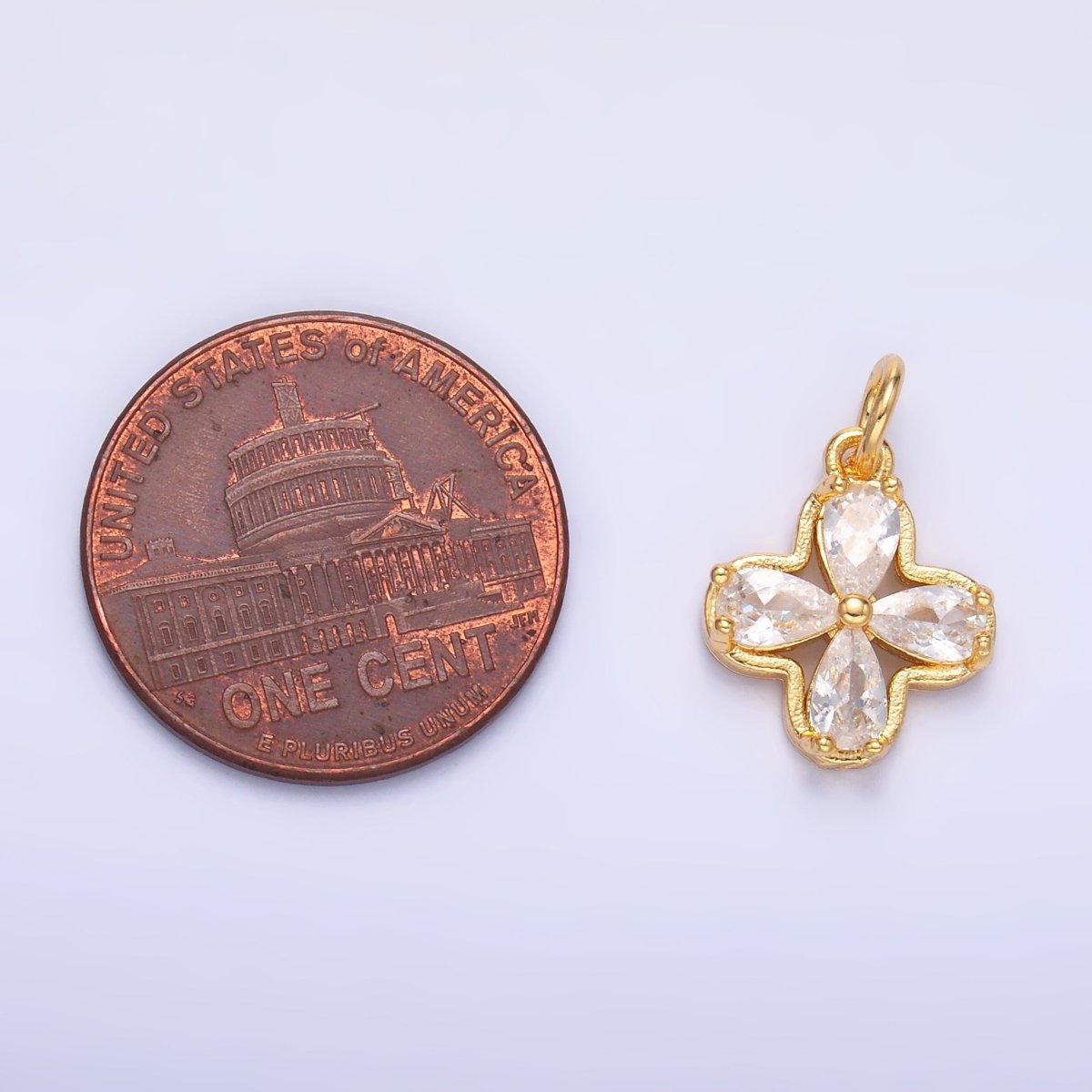 24K Gold plated Clear CZ Bezel Flower Mini Charm in Gold & Silver | C033 