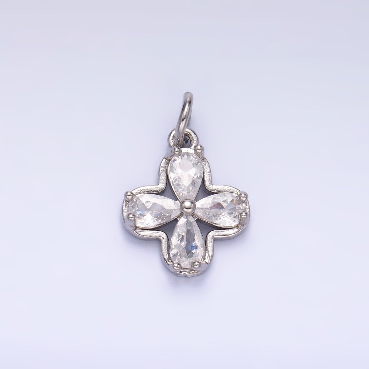 24K Gold plated Clear CZ Bezel Flower Mini Charm in Gold & Silver | C033 