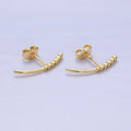 24K Gold plated Clear CZ Bubble Curved Band Stud Earrings | P147 - DLUXCA