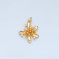 24K Gold plated Clear CZ Bud Flower Nature Multidimensional Charm in Gold & Silver | E613