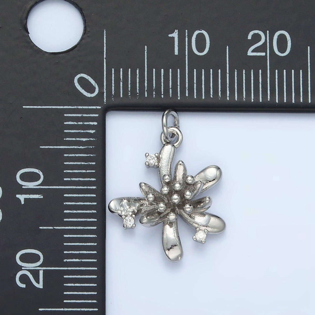 24K Gold plated Clear CZ Bud Flower Nature Multidimensional Charm in Gold & Silver | E613