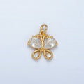 24K Gold plated Clear CZ Butterfly Charm | D - 858 - DLUXCA