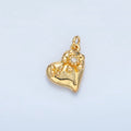 24K Gold plated Clear CZ Butterfly Flower Heart Multidimensional Charm in Gold & Silver | E395
