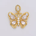 24K Gold plated Clear CZ Butterfly Mariposa Micro Paved Bail Pendant | I659 - DLUXCA