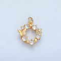 24K Gold plated Clear CZ Butterfly Open Round Charm | X561 - DLUXCA