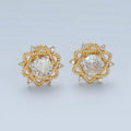 24K Gold plated Clear CZ Celestial Star Stud Earrings | AD625 - DLUXCA