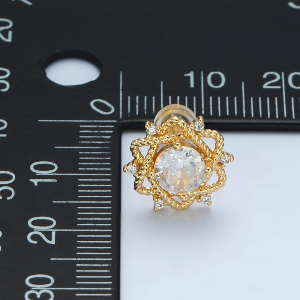 24K Gold plated Clear CZ Celestial Star Stud Earrings | AD625 - DLUXCA
