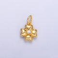 24K Gold plated Clear CZ Chubby Flower Multidimensional 3D Charm in Gold & Silver | N018 - DLUXCA