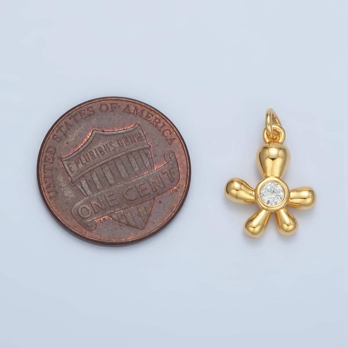 24K Gold plated Clear CZ Chubby Flower Petal Mini Charm in Gold & Silver | E396