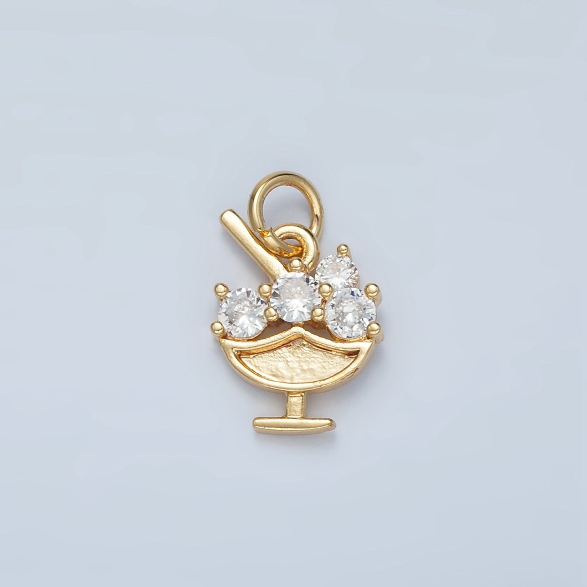 24K Gold plated Clear CZ Cocktail Alcohol Drink Charm | N1479 - DLUXCA