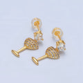 24K Gold plated Clear CZ Cocktail Alcohol Drink Stud Earrings | AD - 679 - DLUXCA