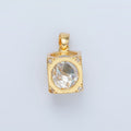 24K Gold plated Clear CZ Cube Box Pendant | AA876 - DLUXCA