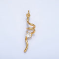 24K Gold plated Clear CZ Curled Bar Geometric Charm in Gold & Silver | W023