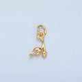24K Gold plated Clear CZ Curved Tulip Flower Nature Charm | X312 - DLUXCA