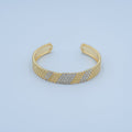 24K Gold plated Clear CZ Dotted Geometric Cuff Bracelet | WA - 3067 