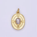 24K Gold plated Clear CZ Dotted Oval Charm | E344 - DLUXCA