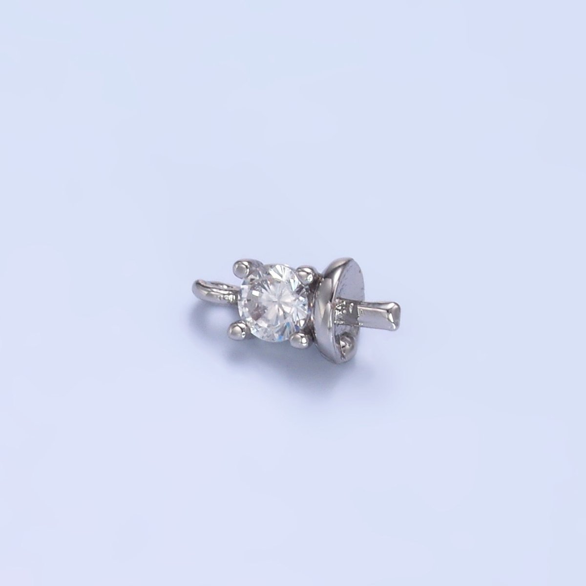 24K Gold plated Clear CZ Drill Bail Finding in Gold & Silver | Z1060 - DLUXCA