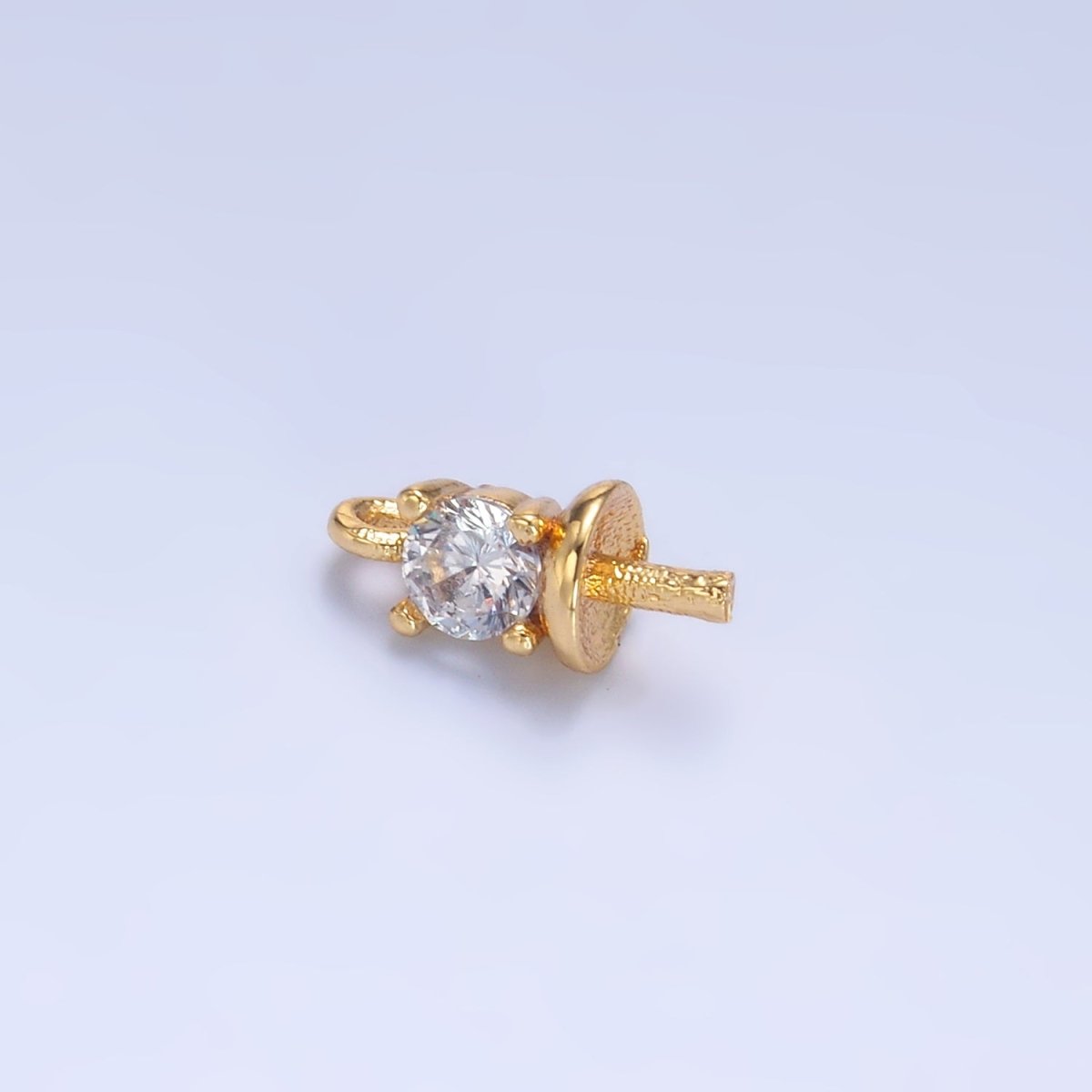 24K Gold plated Clear CZ Drill Bail Finding in Gold & Silver | Z1060 - DLUXCA