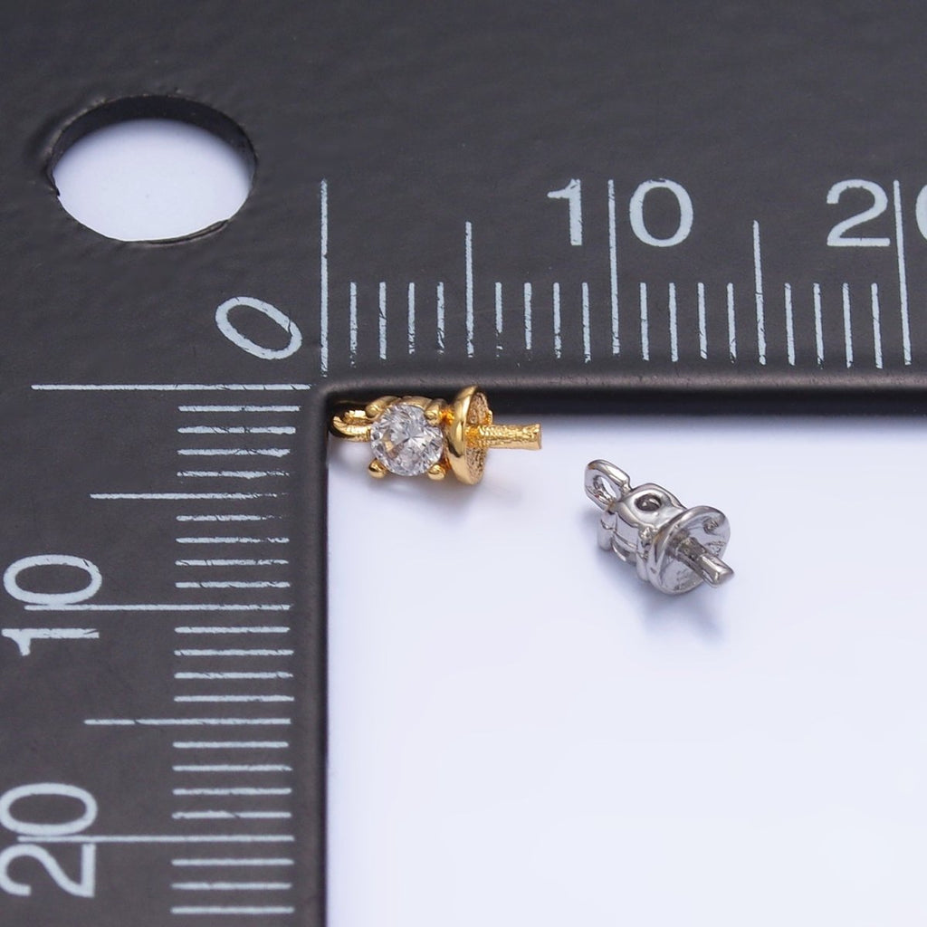 24K Gold plated Clear CZ Drill Bail Finding in Gold & Silver | Z1060 - DLUXCA