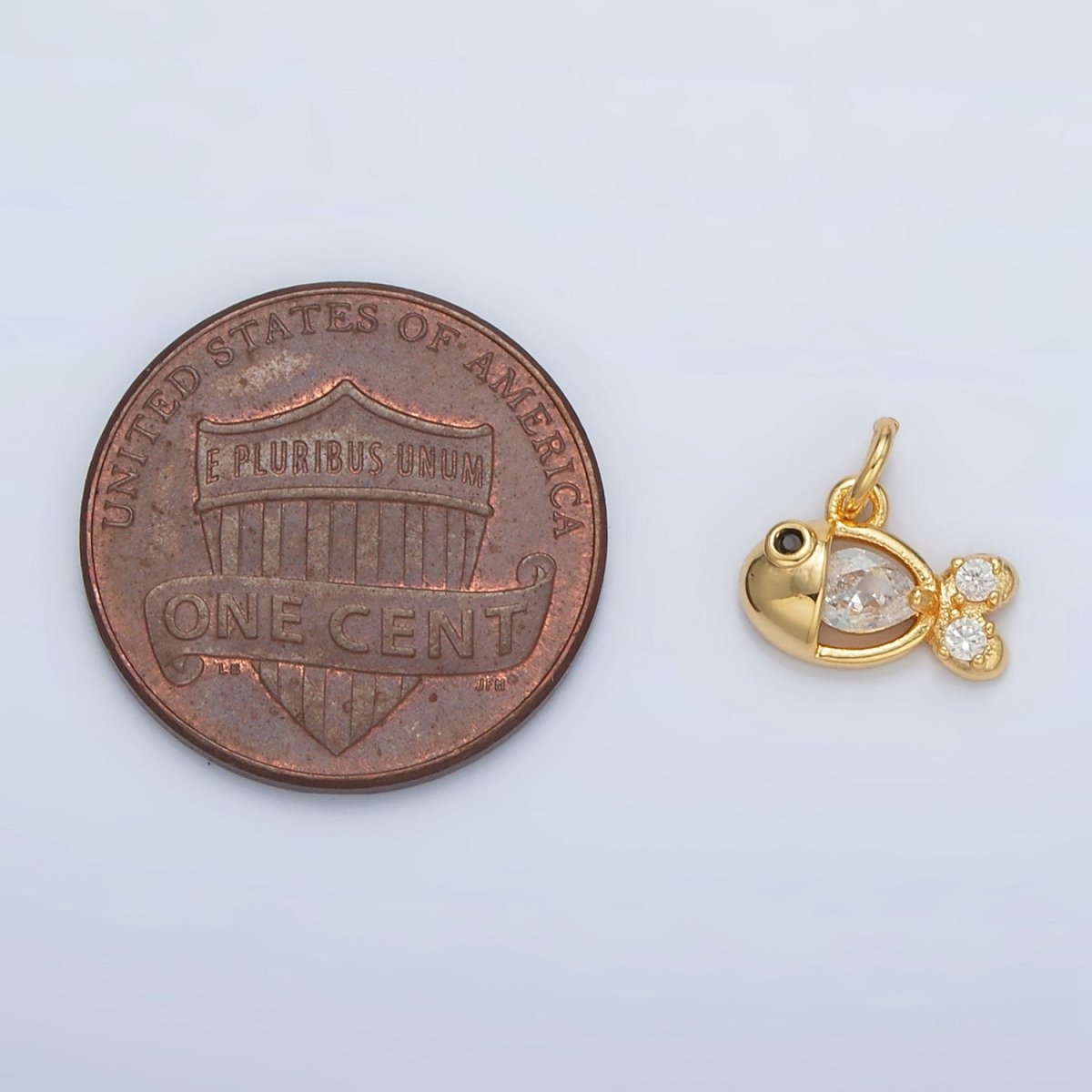 24K Gold plated Clear CZ Fish Charm | AC - 141 - DLUXCA