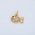 24K Gold plated Clear CZ Fish Charm | AC - 141 - DLUXCA