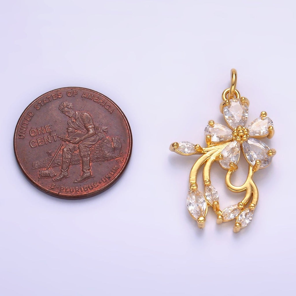 24K Gold plated Clear CZ Flower Charm | M183 