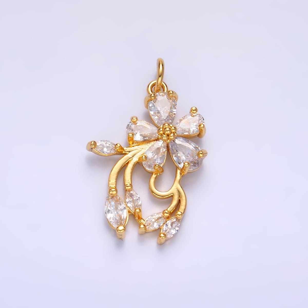 24K Gold plated Clear CZ Flower Charm | M183 