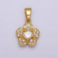 24K Gold plated Clear CZ Flower Micro Paved Nature Pendant in Gold & Silver | AA471 AA472