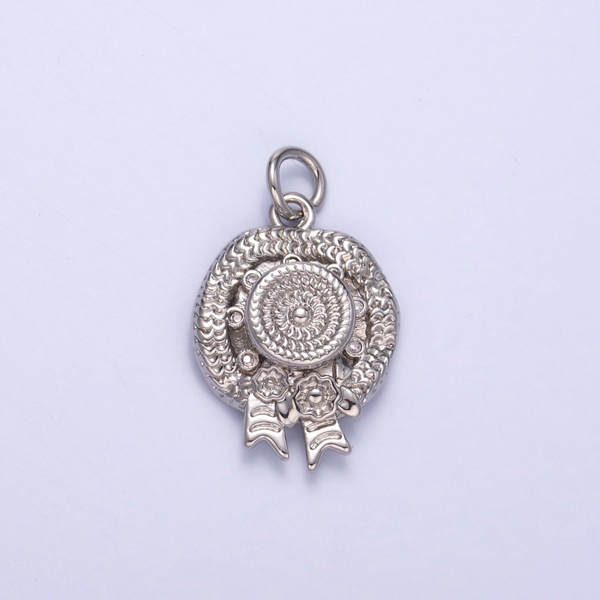24K Gold plated Clear CZ Flower Woven Beach Hat Charm in Gold & Silver | N015 