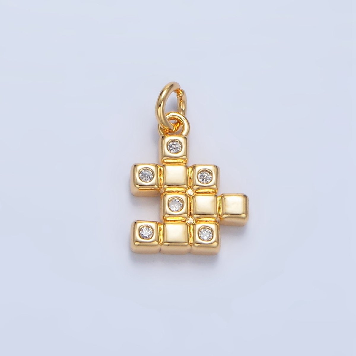 24K Gold plated Clear CZ Geometric Cube Mini Charm | X861 - DLUXCA