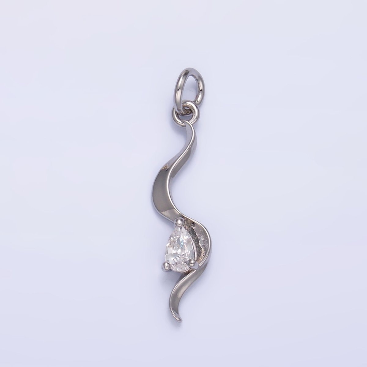 24K Gold plated Clear CZ Geometric Curve Charm in Gold & Silver | W813 - DLUXCA
