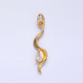 24K Gold plated Clear CZ Geometric Curve Charm in Gold & Silver | W813 - DLUXCA