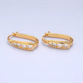 24K Gold plated Clear CZ Gradient Latch Hoop Earrings | AB680 
