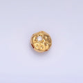 24K Gold plated Clear CZ Hammered Round Bead | B178 - DLUXCA