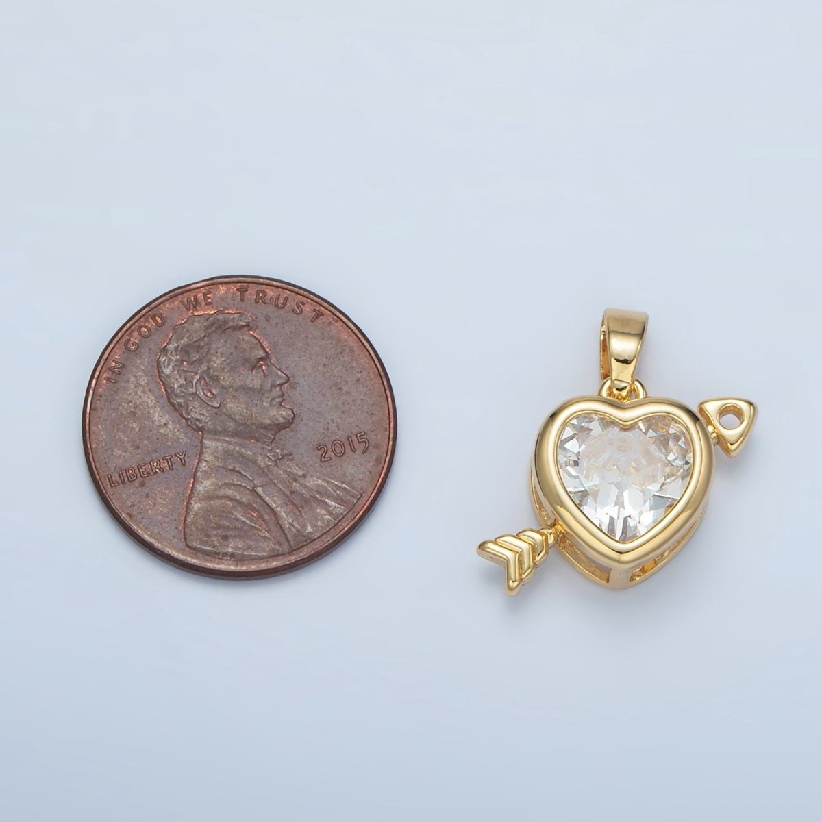 24K Gold plated Clear CZ Heart Arrow Pendant | I695 - DLUXCA