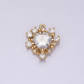 24K Gold plated Clear CZ Heart Multiple Bar Open Abstract Charm | AC1428 - DLUXCA