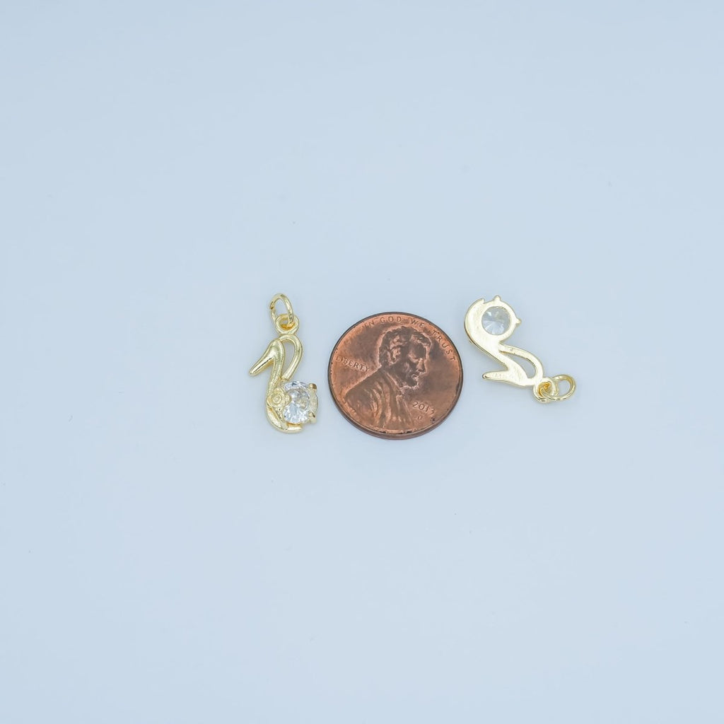 24K Gold plated Clear CZ High Heels Shoes Charm | N089 