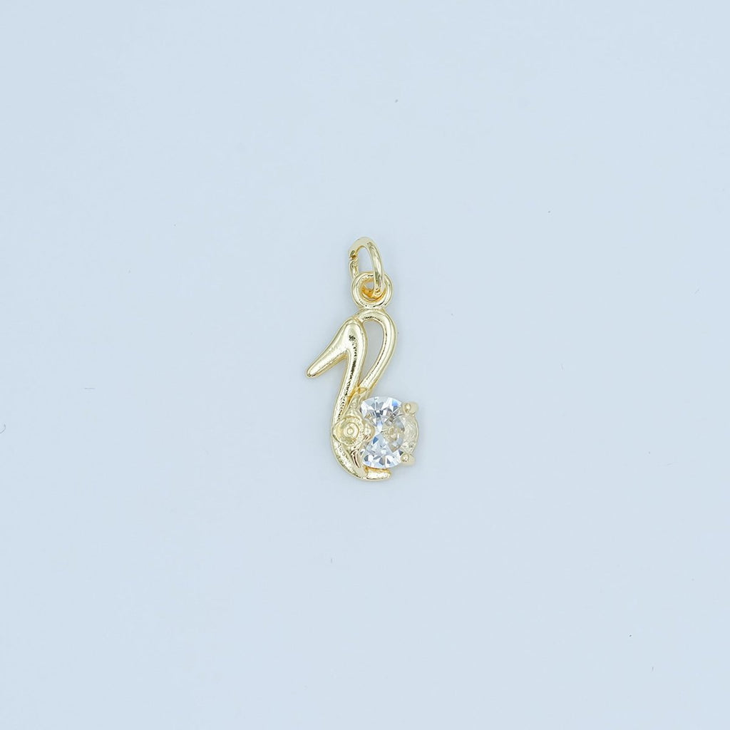 24K Gold plated Clear CZ High Heels Shoes Charm | N089 