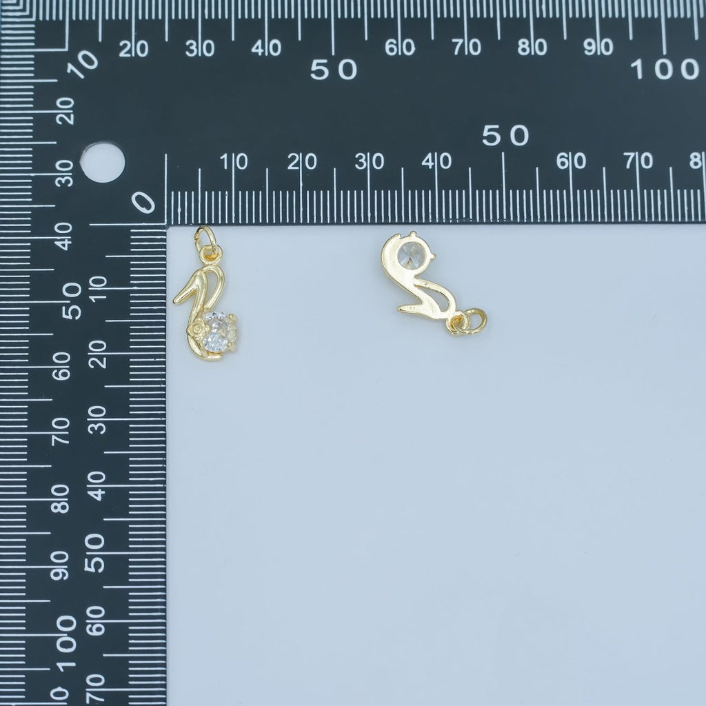 24K Gold plated Clear CZ High Heels Shoes Charm | N089 