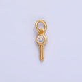 24K Gold plated Clear CZ Key Mini Charm in Gold & Silver | W104 - DLUXCA