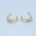 24K Gold plated Clear CZ Marquise C - Shaped Hoop Earrings | AD1204 