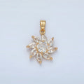24K Gold plated Clear CZ Marquise Petal Circular Flower Pendant | AA874 - DLUXCA