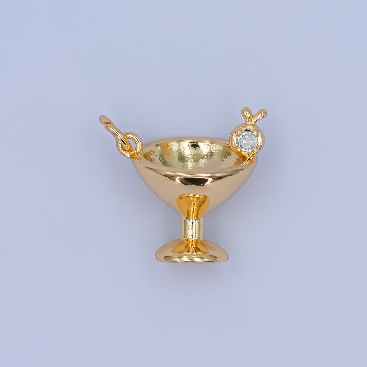 24K Gold plated Clear CZ Martini Glass 3D Multidimensional Charm | C001 - DLUXCA